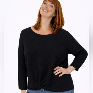 Repeat 100% Cashmere Black Twist Front Sweater Size 38 Small Minimalist Classic